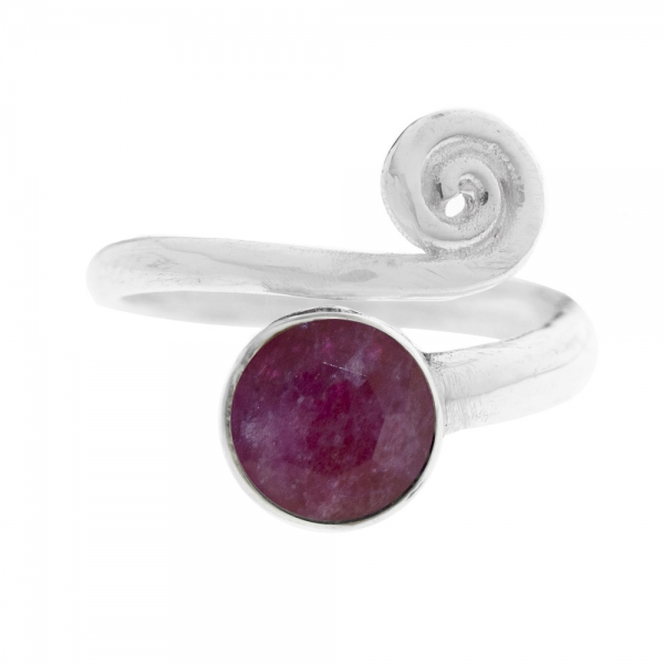 Anillo ajustable piedra natural con espiral