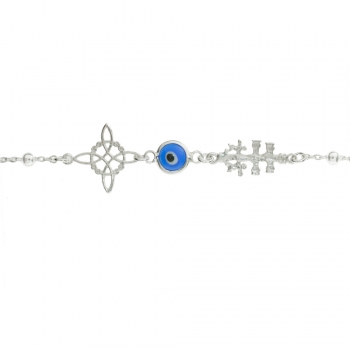 Pulsera Nudo de Bruja & Ojo Turco & Cruz Caravaca 2