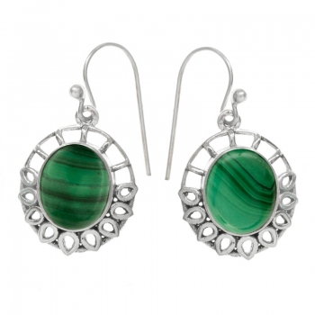 Pendientes étnicos con piedra oval 2