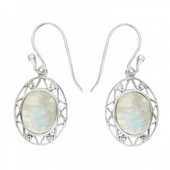 Pendientes piedra oval Plata de Ley