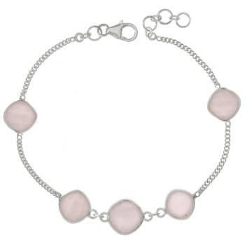 Pulsera rombos de Cuarzo Rosa