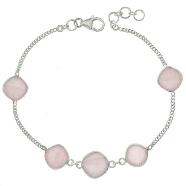 Pulsera rombos de Cuarzo Rosa