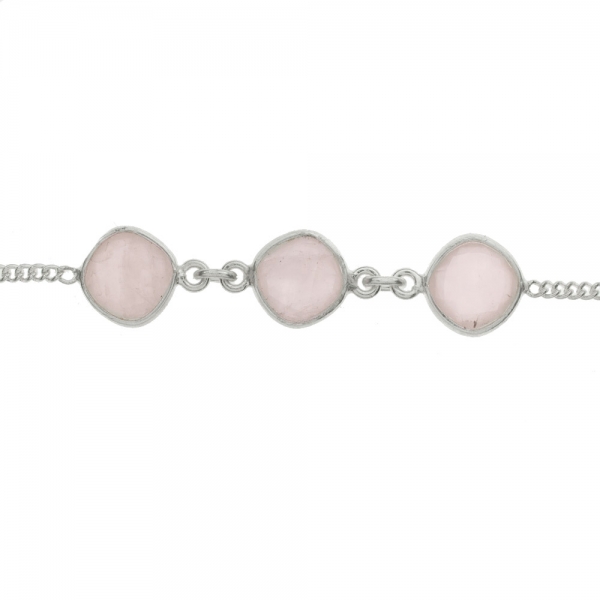 Pulsera rombos de Cuarzo Rosa