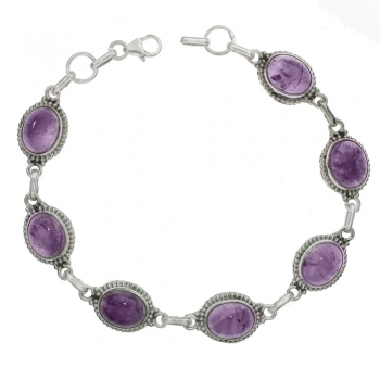 Pulsera eslabón oval de amatista