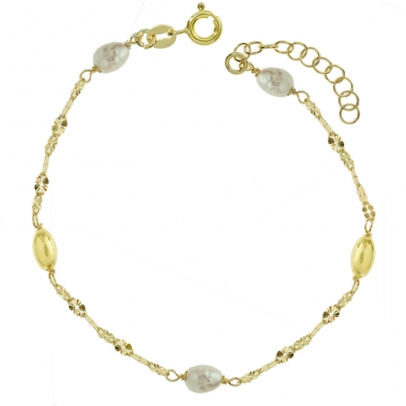 Pulsera dorada con perlas barrocas