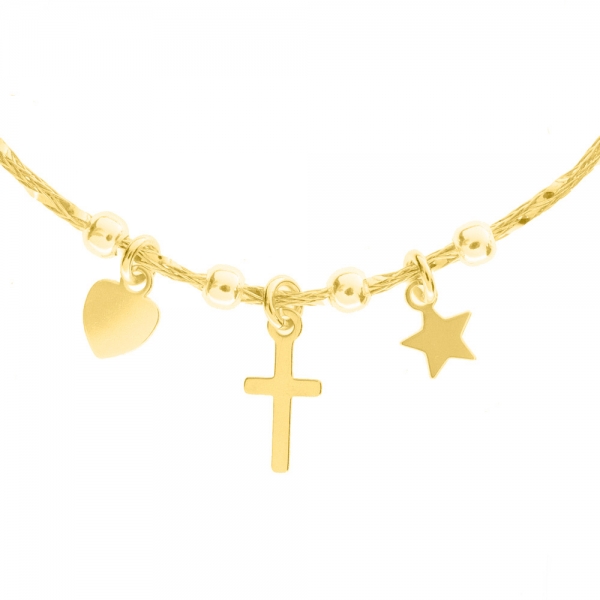 Pulsera dorada con colgantes