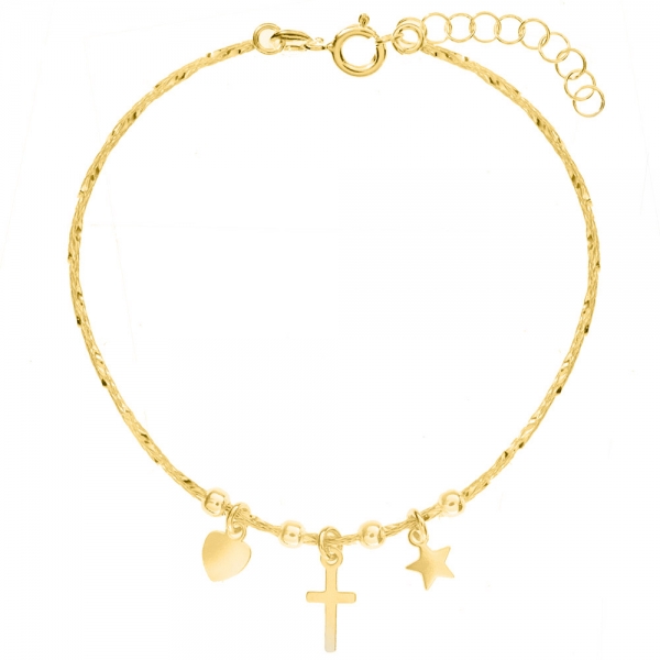 Pulsera dorada con colgantes