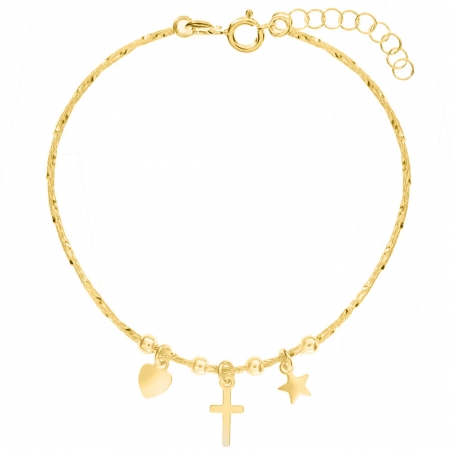 Pulsera dorada con colgantes