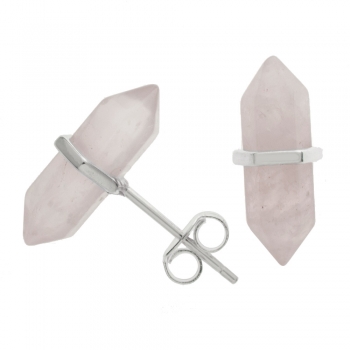 Pendientes punta de cuarzo rosa