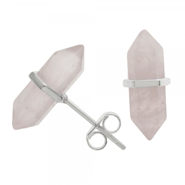 Pendientes punta de cuarzo rosa