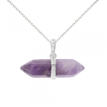 Collar punta de amatista Plata de Ley