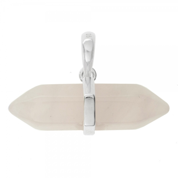 Collar punta de cuarzo rosa Plata de Ley