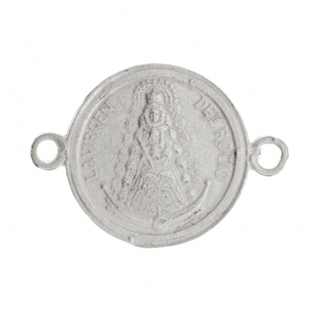 Pulsera de giratoria de Virgen del Rocio y paloma de la Paz en Plata de Ley