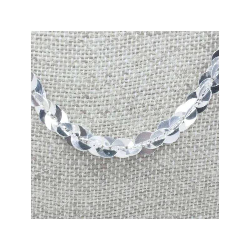 Collar lentejuelas espejadas Plata de Ley