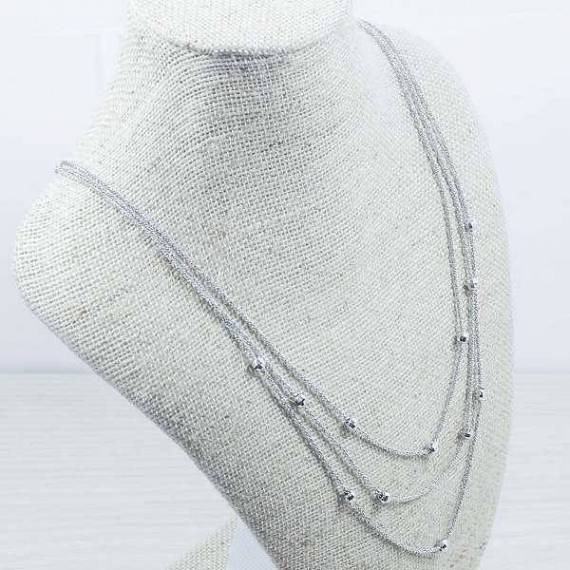 Collar cadena rodio tres vueltas Plata de Ley
