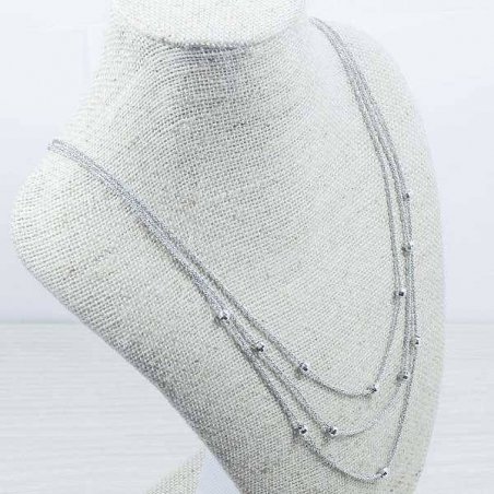 Collar cadena rodio tres vueltas Plata de Ley