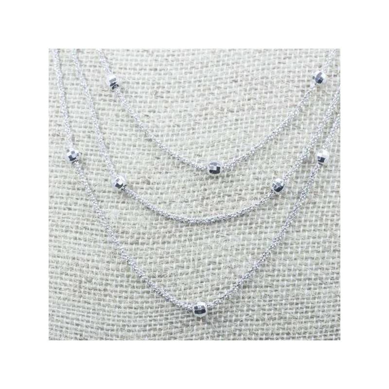 Collar cadena rodio tres vueltas Plata de Ley