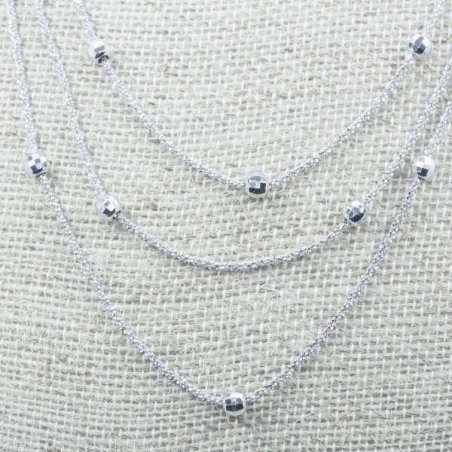 Collar cadena rodio tres vueltas Plata de Ley