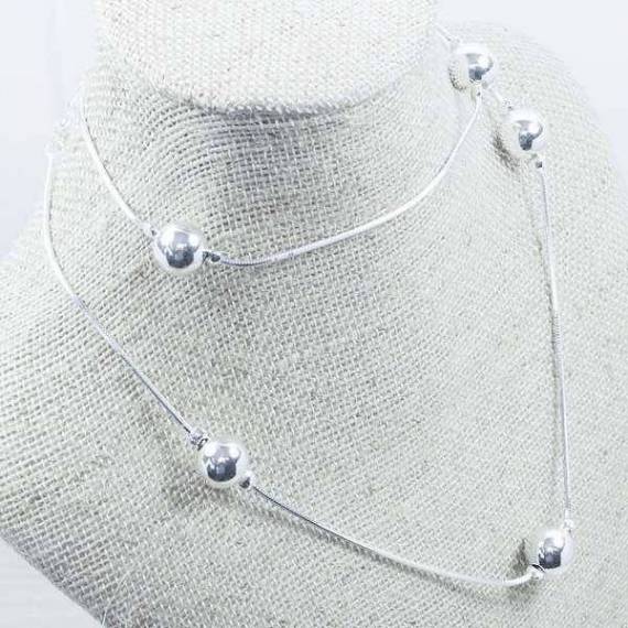 Collar cadena con bolas Plata de Ley