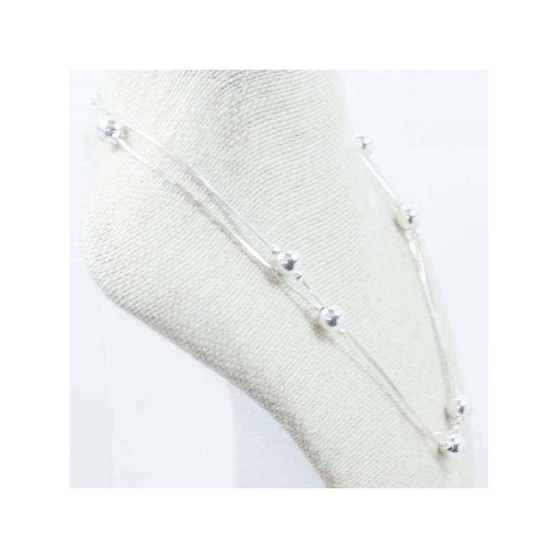 Collar cadena de ratón con bolas Plata de Ley