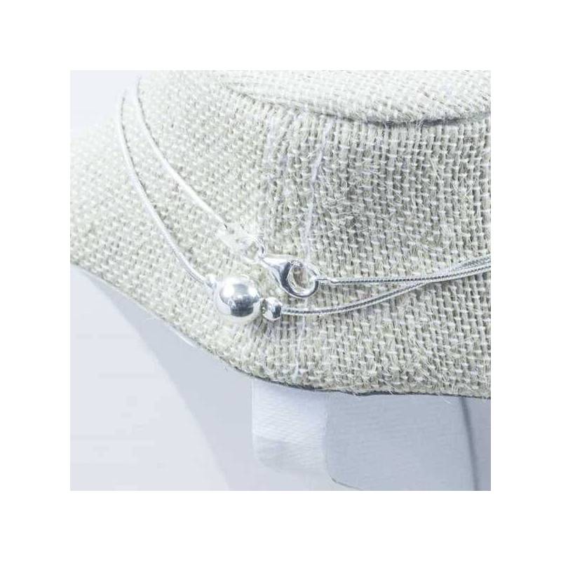 Collar largo cola de ratón con bolas Plata de Ley