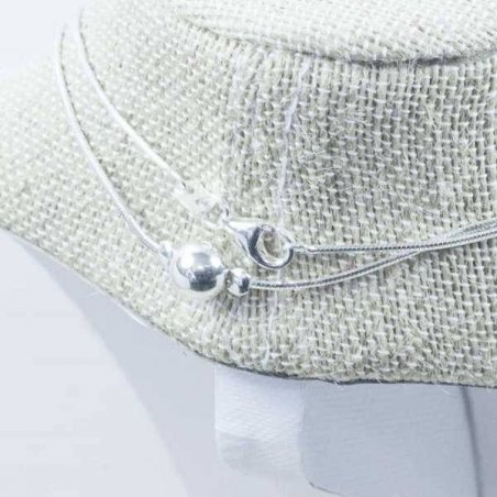 Collar largo cola de ratón con bolas Plata de Ley