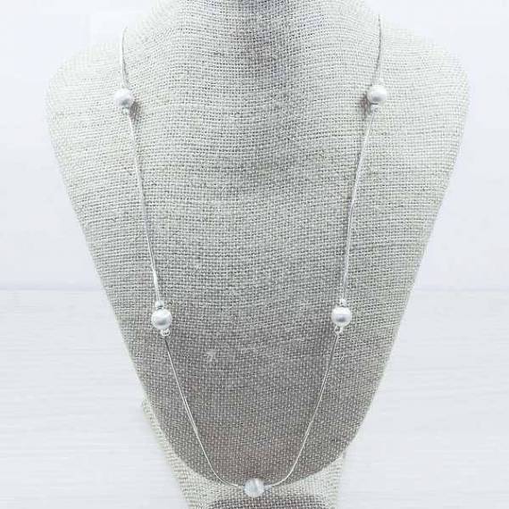 Collar largo con bolas Plata de Ley